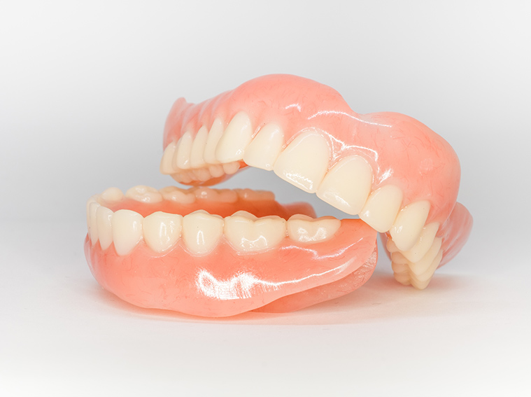 A complete set of dentures. 